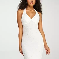 B. Smart Womens Juniors Sleeveless Embellished Pearl Trim Bodycon Dress