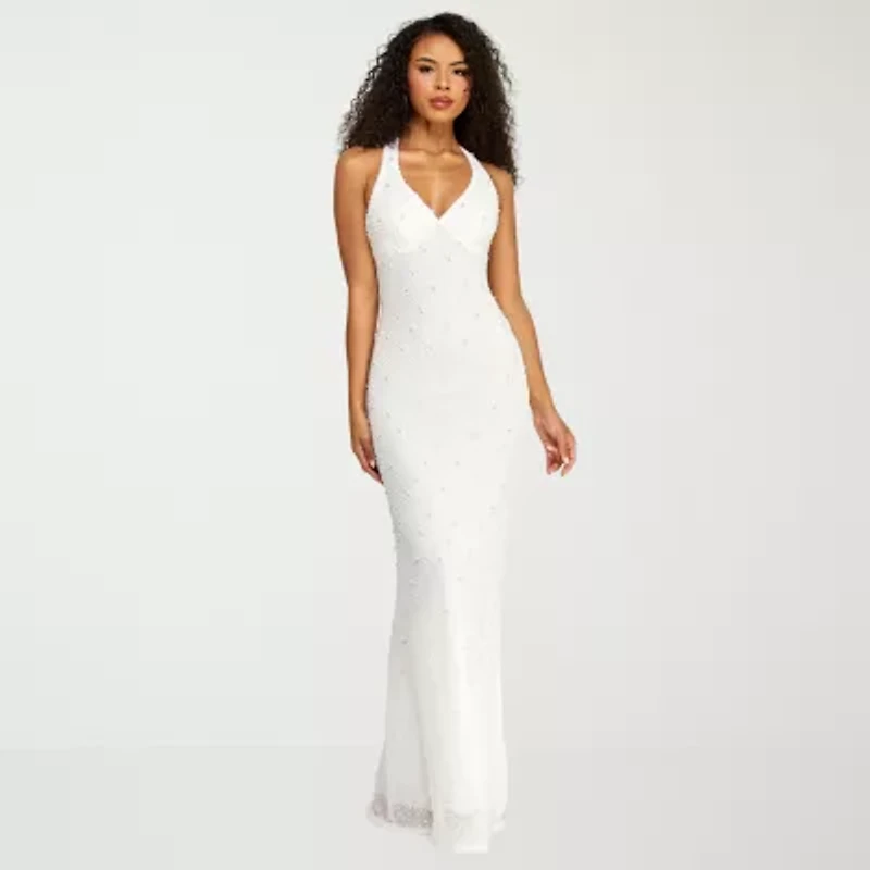 B. Smart Womens Juniors Sleeveless Embellished Pearl Trim Bodycon Dress