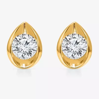 I/Si2 1 CT. T.W. Lab Grown White Diamond 14K Gold Over Silver 9.8mm Pear Stud Earrings