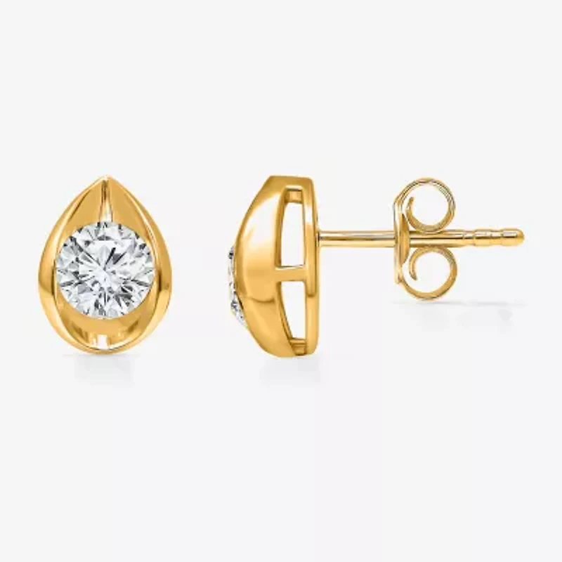 I/Si2 1 CT. T.W. Lab Grown White Diamond 14K Gold Over Silver 9.8mm Pear Stud Earrings