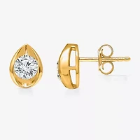 I/Si2 1 CT. T.W. Lab Grown White Diamond 14K Gold Over Silver 9.8mm Pear Stud Earrings