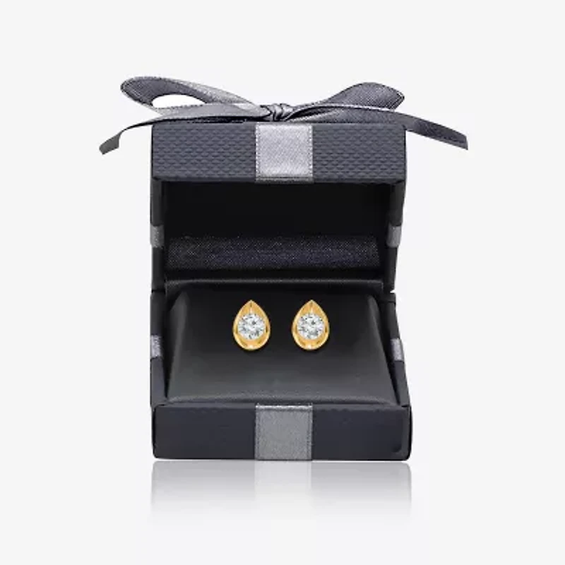 I/Si2 1 CT. T.W. Lab Grown White Diamond 14K Gold Over Silver 9.8mm Pear Stud Earrings