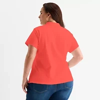 St. John's Bay Womens Plus Short Sleeve Polo Shirt