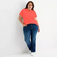 St. John's Bay Womens Plus Short Sleeve Polo Shirt