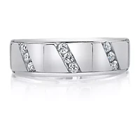 Mens 7.5MM 1/4 CT. T.W. Natural White Diamond 10K White Gold Wedding Band
