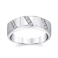 Mens 7.5MM 1/4 CT. T.W. Natural White Diamond 10K White Gold Wedding Band
