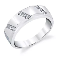 Mens 7.5MM 1/4 CT. T.W. Natural White Diamond 10K White Gold Wedding Band