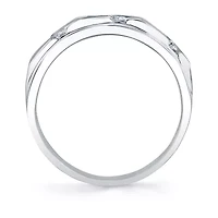 Mens 7.5MM 1/4 CT. T.W. Natural White Diamond 10K White Gold Wedding Band