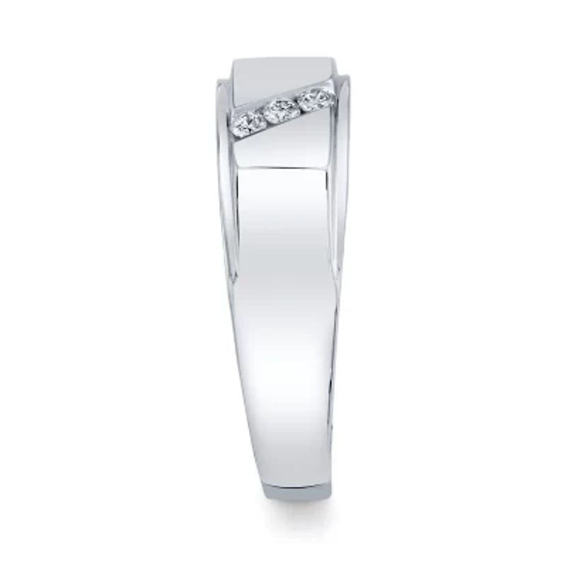 Mens 7.5MM 1/4 CT. T.W. Natural White Diamond 10K White Gold Wedding Band