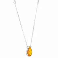Womens Genuine Yellow Citrine Sterling Silver 18 Inch Pendant Necklace