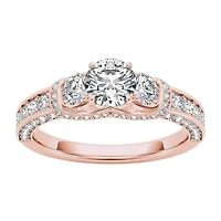 1 1/ CT.T.W. Natural Round Diamond 14K Gold 3-Stone Ring