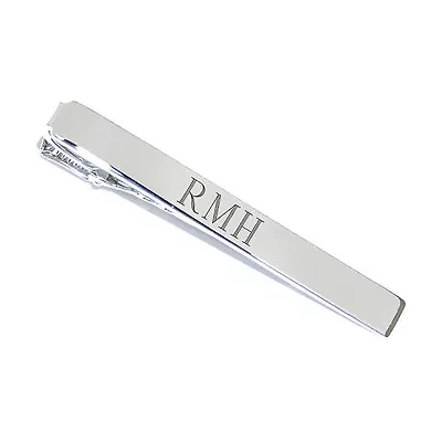 Engraved Cross Rhodium-Plated Tie Bar