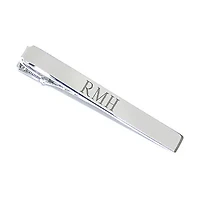 Engraved Cross Rhodium-Plated Tie Bar