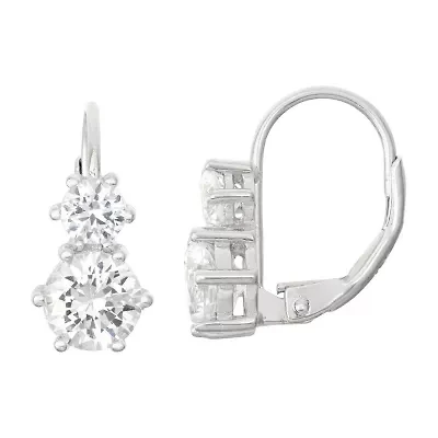 Womens Lab Created Sapphire Sterling Silver Drop Earrings