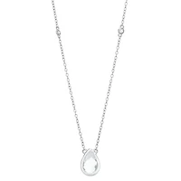 Womens Genuine White Topaz Sterling Silver 18 Inch Pendant Necklace