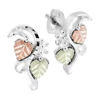 Black Hills Gold Sterling Silver 15.2mm Flower Stud Earrings