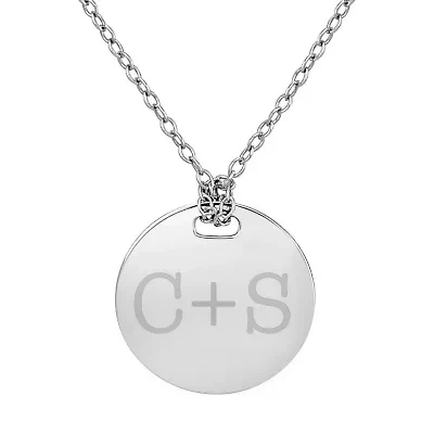 Personalized Sterling Silver 16mm Round Couple's Initial Pendant Necklace