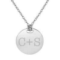 Personalized Sterling Silver 16mm Round Couple's Initial Pendant Necklace