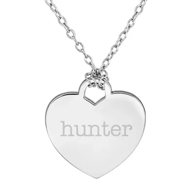 Personalized Sterling Silver Name Heart Pendant Necklace