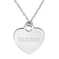 Personalized Sterling Silver Name Heart Pendant Necklace