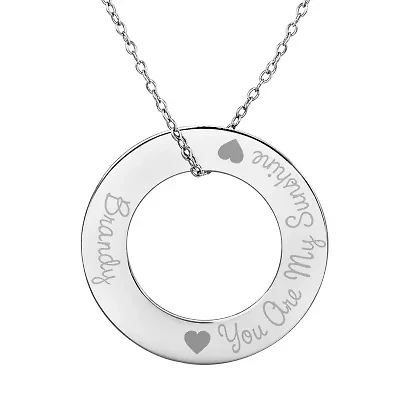 Personalized Sterling Silver 29mm "You Are My Sunshine" Round Pendant Necklace