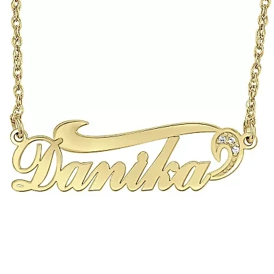 Womens Diamond Accent Natural White Diamond Sterling Silver 18 Inch Name Necklace