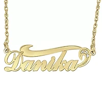 Womens Diamond Accent Natural White Diamond Sterling Silver 18 Inch Name Necklace