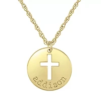 Personalized Womens 24K Gold Over Silver Cross Name Pendant Necklace