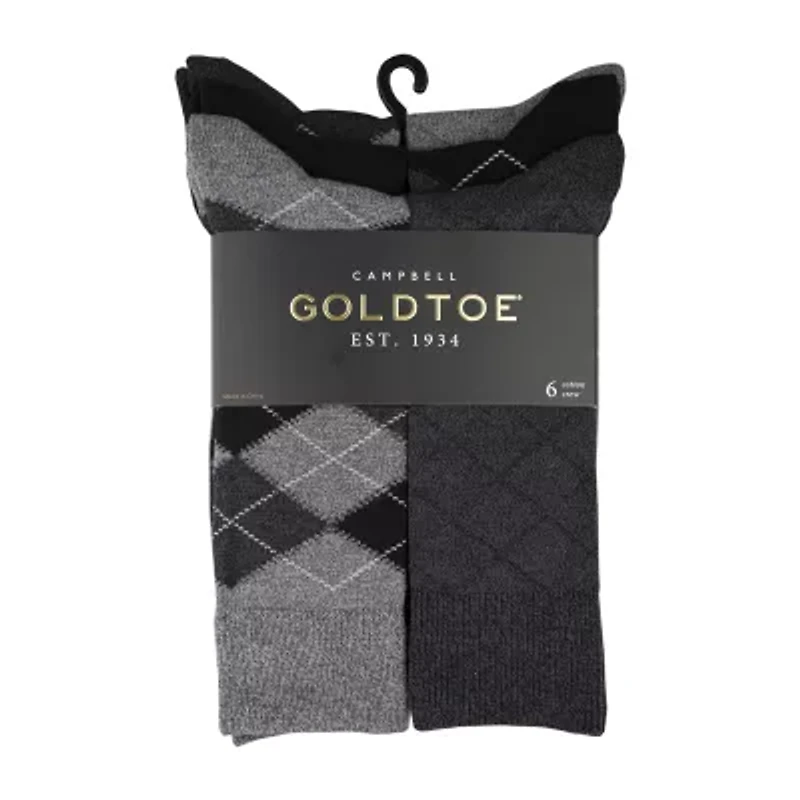 Gold Toe Campbell Mens 6 Pair Crew Socks