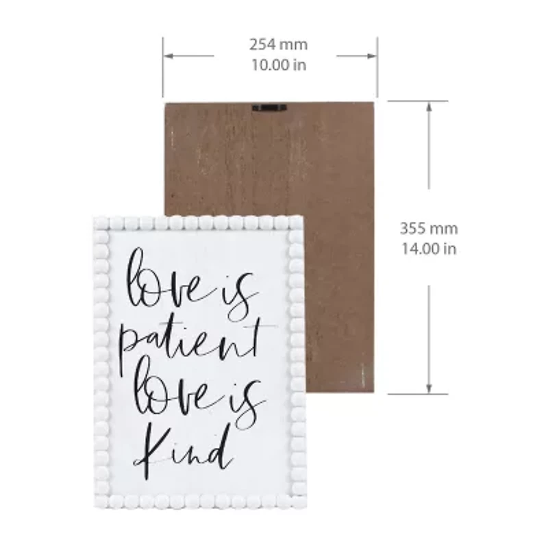 10x14 Love is Patient Beaded Wall Sign