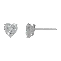 Toc 1 CT. Cubic Zirconia 10K White Gold 5mm Heart Stud Earrings