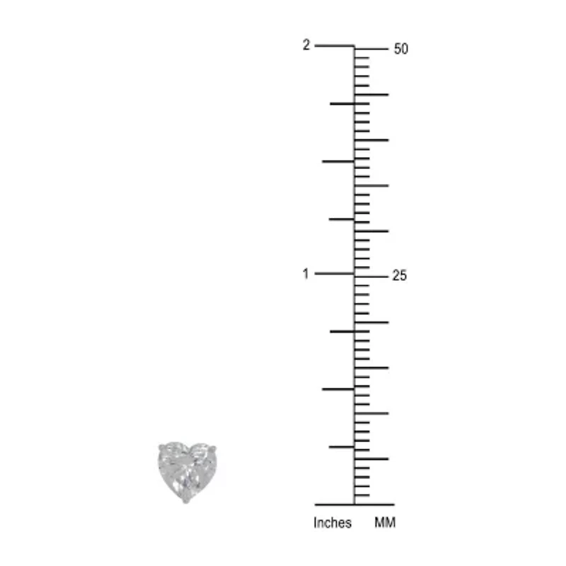 Toc 1 CT. Cubic Zirconia 10K White Gold 5mm Heart Stud Earrings