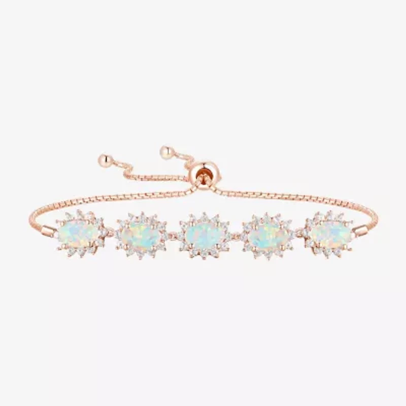 Gemstone 14K Gold Over Silver Oval Bolo Bracelet
