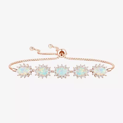 Gemstone 14K Gold Over Silver Oval Bolo Bracelet