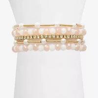 Bijoux Bar Gold Tone Womens 5-pc. Pink Glass Bracelet Set