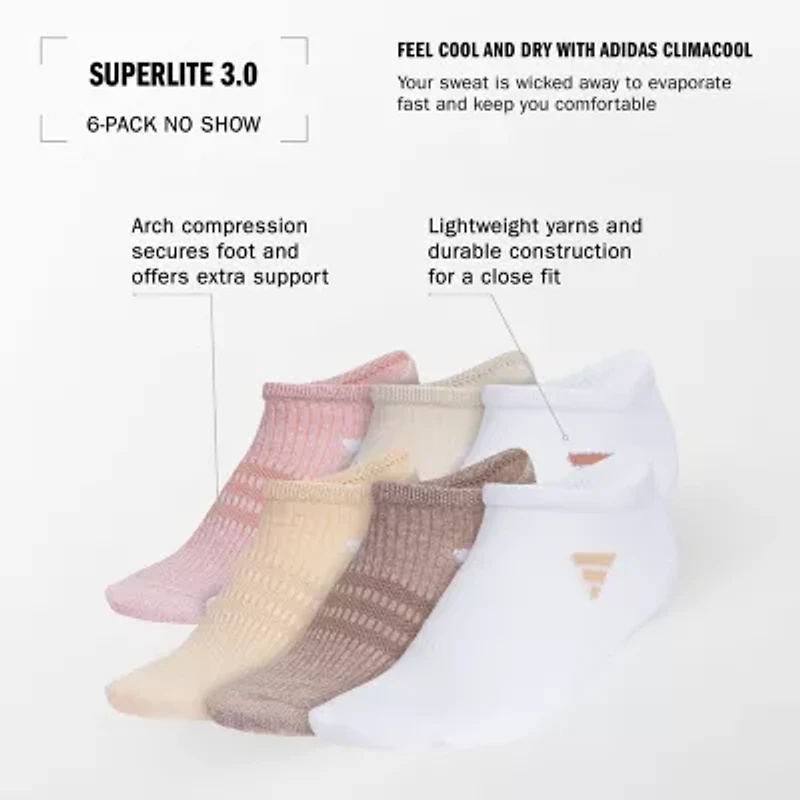 adidas Superlite Womens Multi-Pack 6 Pair No Show Socks