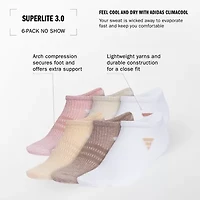 adidas Superlite Womens Multi-Pack 6 Pair No Show Socks