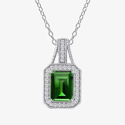 Limited Quantities! Womens Genuine Green Chrome Diopside Sterling Silver 18 Inch Pendant Necklace