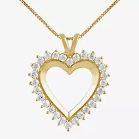 Womens 1 CT. T.W. Lab Grown White Diamond 10K Gold Heart 18 Inch Pendant Necklace
