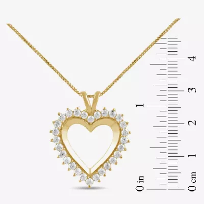 Womens 1 CT. T.W. Lab Grown White Diamond 10K Gold Heart 18 Inch Pendant Necklace