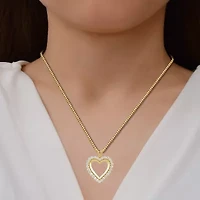 Womens 1 CT. T.W. Lab Grown White Diamond 10K Gold Heart 18 Inch Pendant Necklace