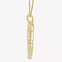 Womens 1 CT. T.W. Lab Grown White Diamond 10K Gold Heart 18 Inch Pendant Necklace