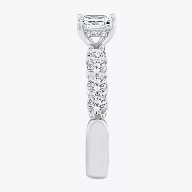 Signature By Modern Bride (F / Vs2) Womens 2 CT. T.W. Lab Grown White Diamond 10K Gold Side Stone Engagement Ring