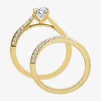 (F / Vs2) Womens 1 CT. T.W. Lab Grown White Diamond 10K Gold Round Side Stone Bridal Set