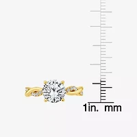 (F / Vs2) Womens 2 1/4 CT. T.W. Lab Grown White Diamond 14K Gold Round Side Stone Engagement Ring