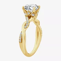 (F / Vs2) Womens 2 1/4 CT. T.W. Lab Grown White Diamond 14K Gold Round Side Stone Engagement Ring