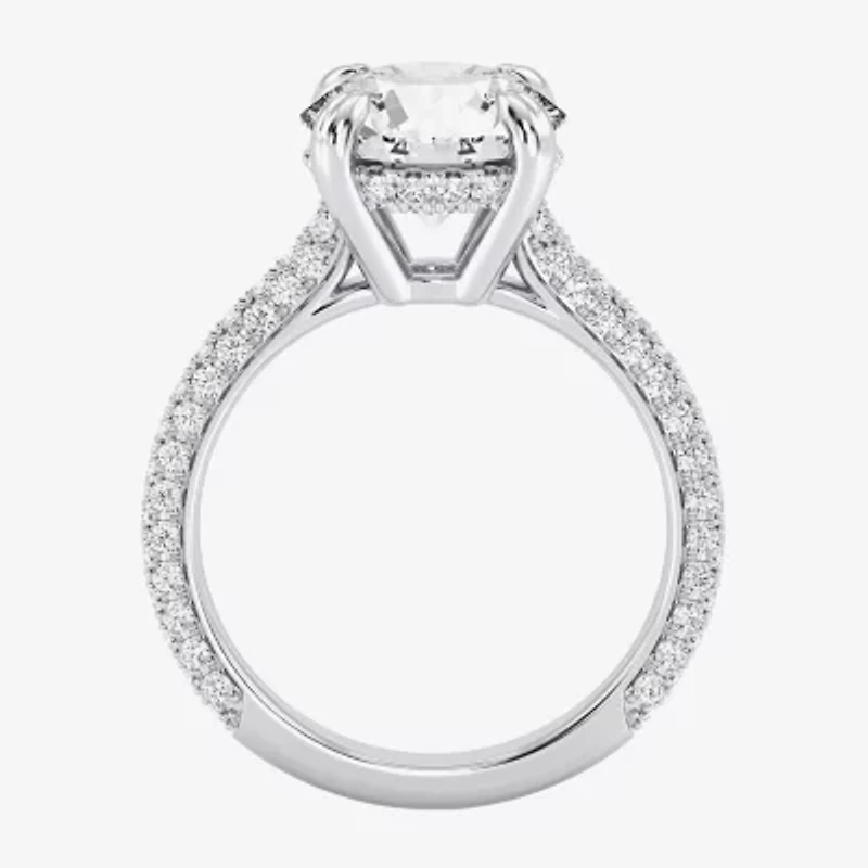 (G / Si2) Womens 4 CT. T.W. Lab Grown White Diamond 10K Gold Round Side Stone Engagement Ring