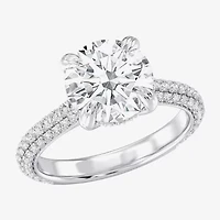 (G / Si2) Womens 4 CT. T.W. Lab Grown White Diamond 10K Gold Round Side Stone Engagement Ring