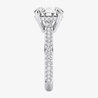 (G / Si2) Womens 4 CT. T.W. Lab Grown White Diamond 10K Gold Round Side Stone Engagement Ring