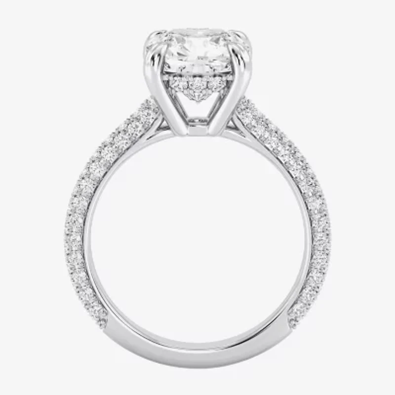G / Si2) Womens CT. T.W. Lab Grown White Diamond 10K Gold Cushion Side Stone Engagement Ring